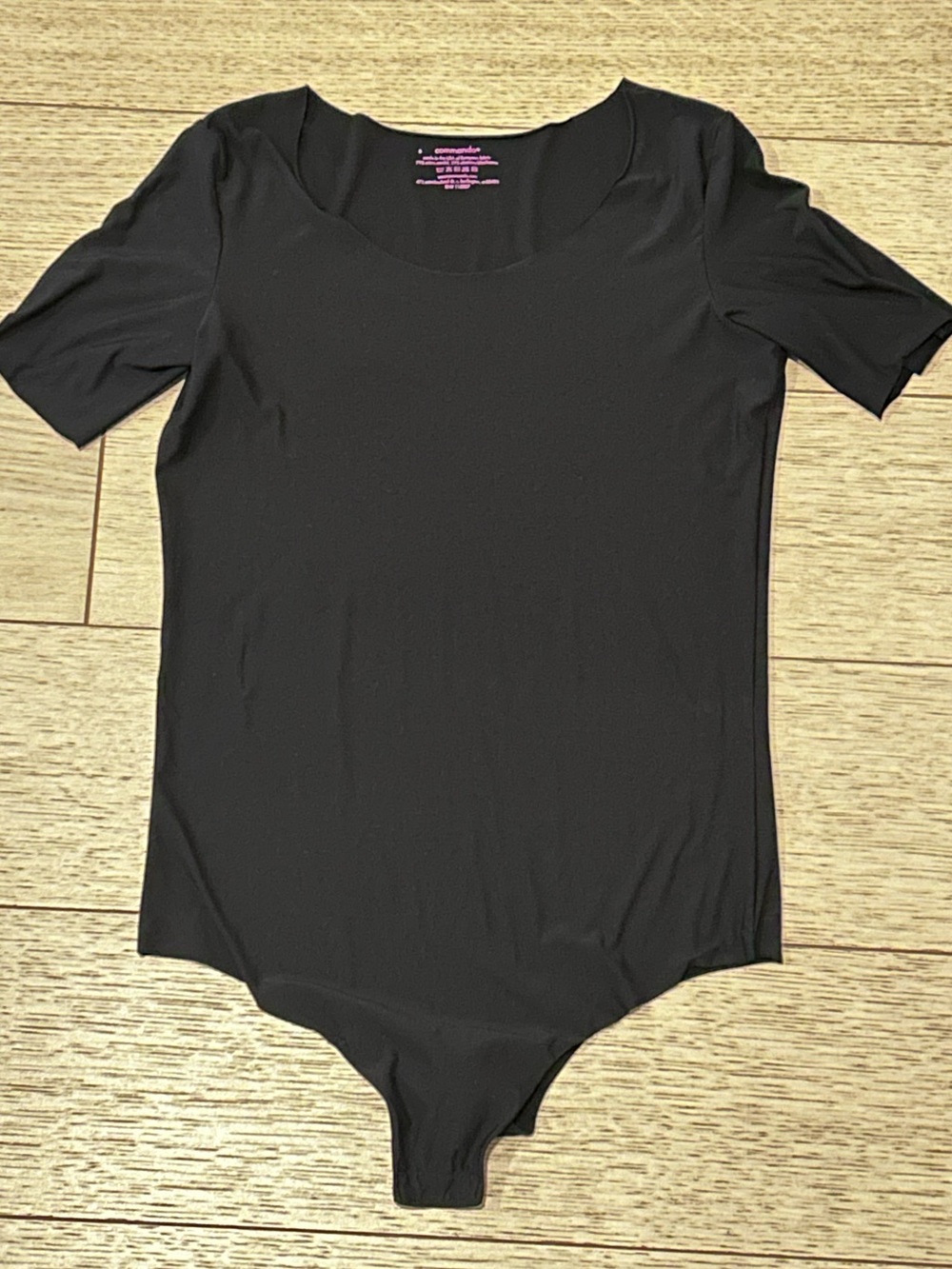 Commando Black Butter Scoop Neck Bodysuit Short Sleeves Small - Picture 4 of 6